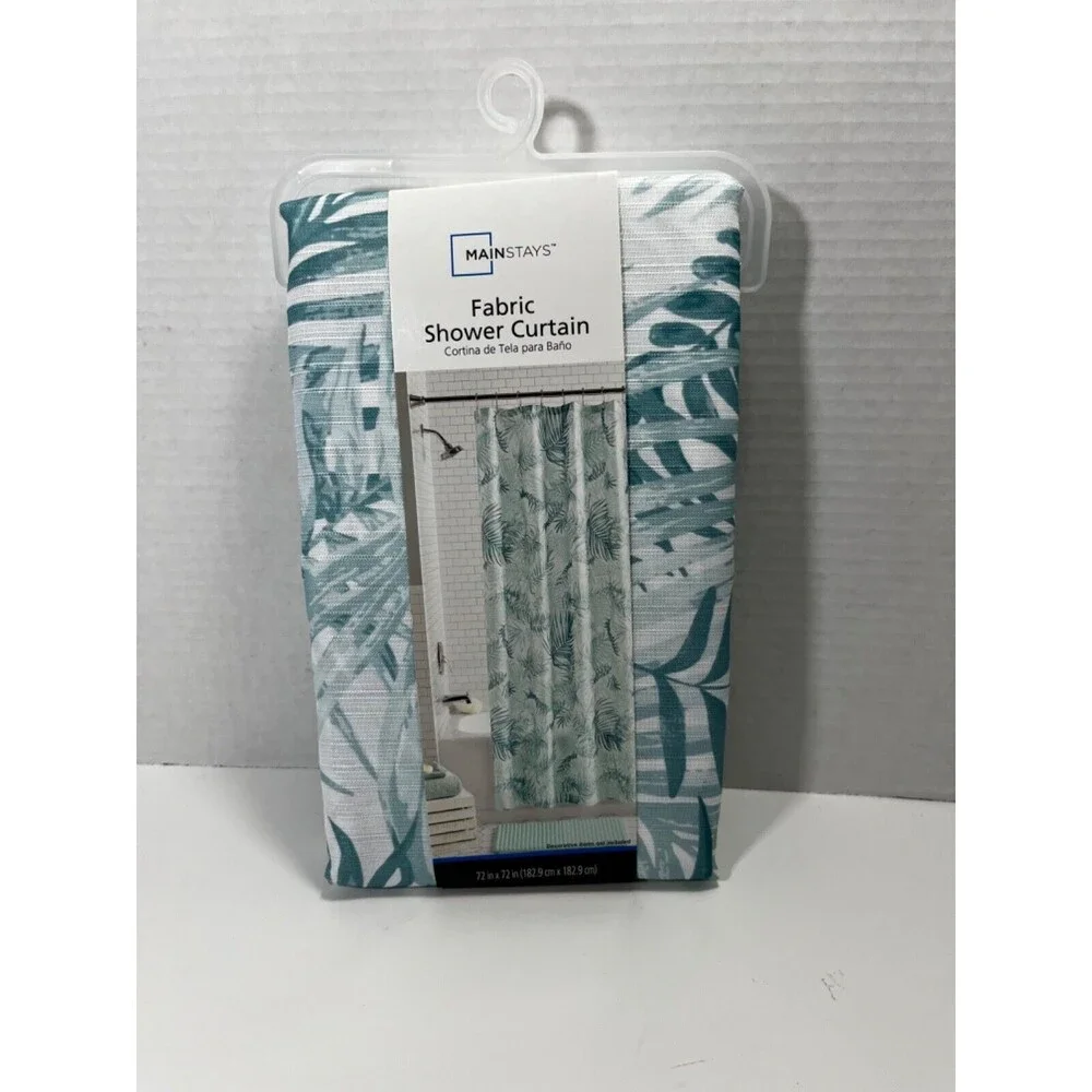 Mainstays Fabric Shower Curtain 72x72 In Palm Prints All Polyester